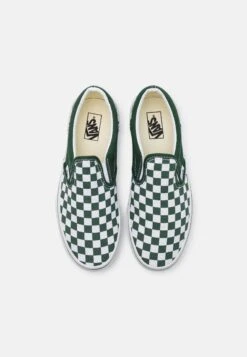 Vans Classic Slip-On Unisex - Instappers - Dark Green/White -Vans a14ef1f25b954efe894bc76f9479a99b